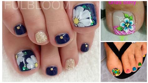 Diseños para pedicure en esmalte azul y plata. Diseños De Flores Para Pedicure - Diseno de Unas