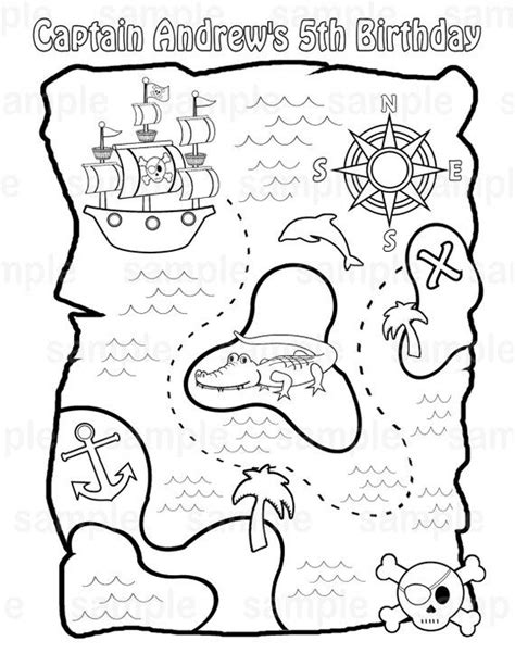 Maybe you would like to learn more about one of these? Personalized Printable Pirate Treasure Map Birthday Party Favor childrens kids coloring page ...