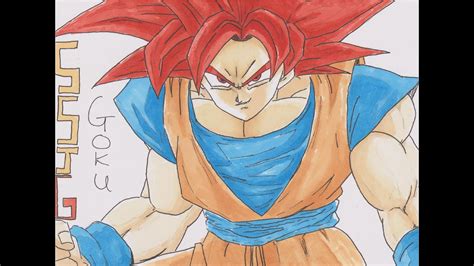 Dragonball z (c) akira toriyama art by me elordy follow me on: Drawing Super Saiyan God Goku - DBZ Time Lapse - YouTube