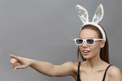 **this listing is not for headband ears themself. Woman With Rabbit Ears In White 3d Glasses Stock Photo - Image of isolated, bunny: 176502824