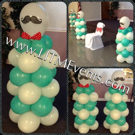 Mustache themed birthday decoration design by same design printing. Mustache Themed mini balloon columns, mustache baby shower ...