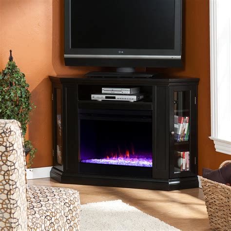 Is there an electrical fireplace built into a black entertainment center? Southern Enterprises Denton Color Changing 48 in. Convertible Electric Fireplace TV Stand in ...