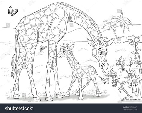 Push pack to pdf button and download pdf coloring book for free. The zoo. Animals of Africa. Giraffes. Cute mother giraffe ...