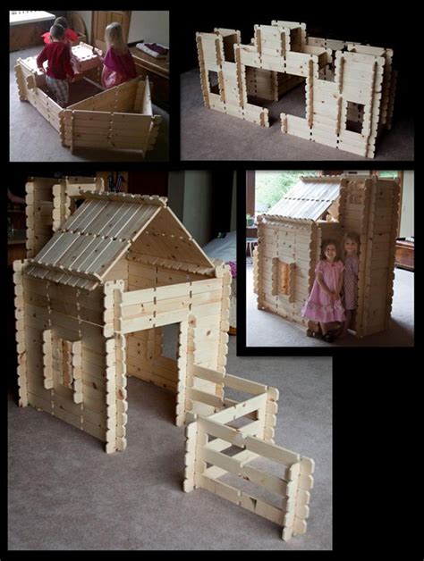 Visit blueberry forest for the best games, wooden toys, handmade dolls, european toys, castle toys, pirate toys, kitchen play toys, wooden cash registers, kitchen. Log Cabin Style Wooden Blocks Fort Castle Play House ...