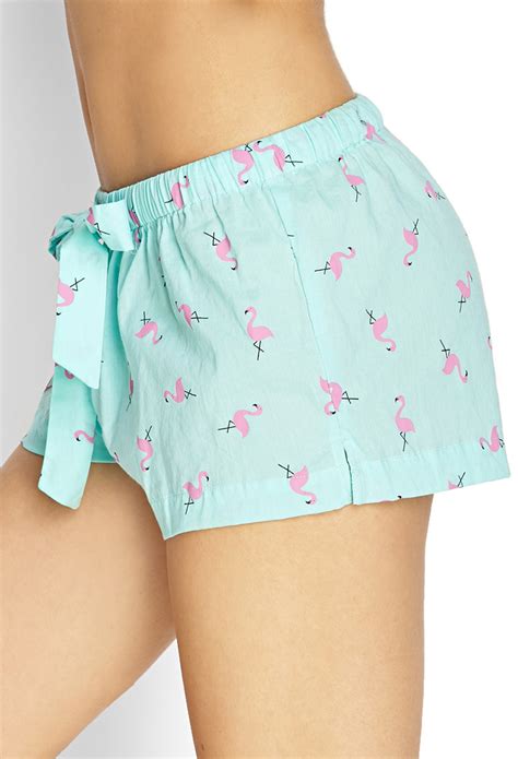 I personally think the thinx collection as someone with a fairly short and light cycle, these sleep shorts are great for me, and i will definitely be wearing them during all future cycles. Forever 21 Flamingo Sleep Shorts in Blue | Lyst