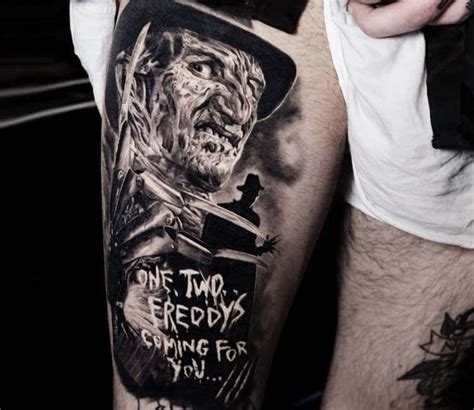 He appears in wes cravens a nightmare on elm street (1984) as a burnt serial killer who. Photo - Freddy Krueger tattoo by Nikolay Dzhangirov ...