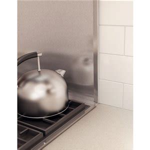 304 stainless, 24 gauge #4 polish finish with hemmed edges looking at the back. Inoxia Alpha Metal Backsplash - Adjustable Height - 30-in ...
