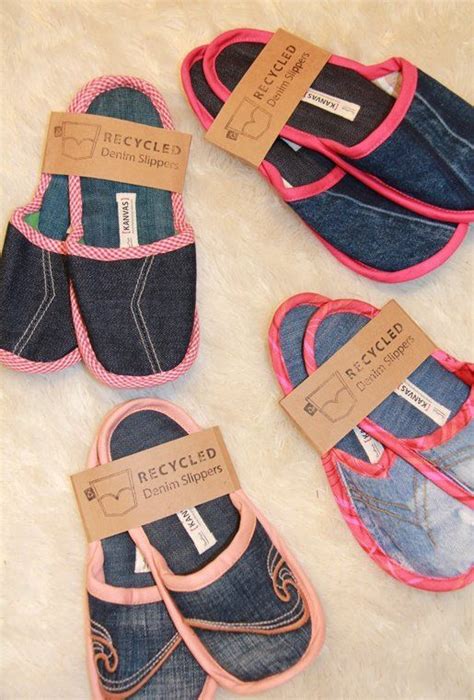 Maybe you would like to learn more about one of these? Recycled denim slippers | Denim diy, Denim crafts