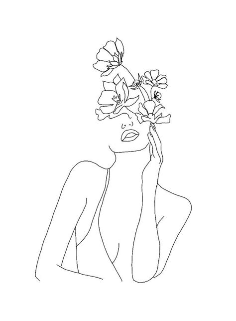 Abstract woman face with flower in hair one line drawing. How to Go Viral: Blog Growth Strategy | Abstrakte ...