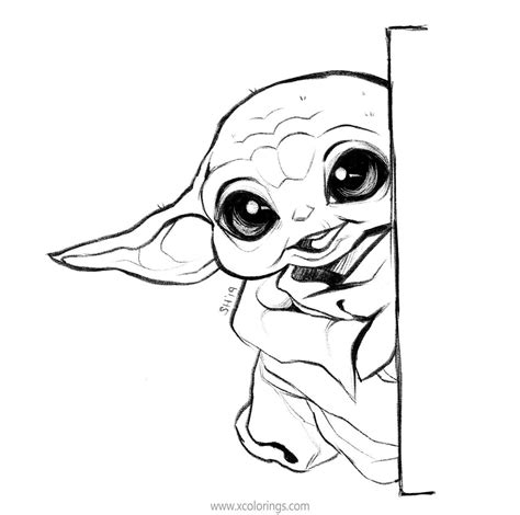 Baby yoda is very cute. Star Wars Baby Yoda Coloring Pages - XColorings.com