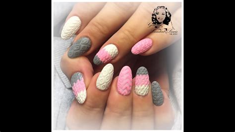 Take the same amount of 3d gel and gel polish you used to color your nails and. cable knit nail art by gemma lambert - YouTube