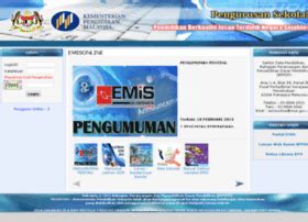 Pajsk.moe.gov.my uses n/a web portal pajsk diwujudkan oleh kementerian pendidikan malaysia ( kpm ) untuk menyediakan satu platform pentaksiran aktiviti kokurikulum yang standard. emisonline.moe.gov.my at WI. Kementerian Pendidikan Malaysia