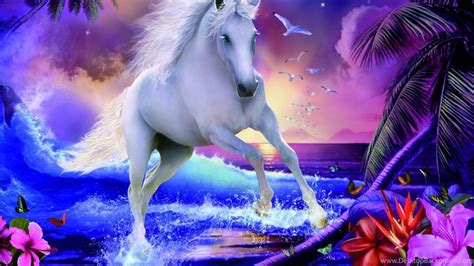 Unicorn on body of water wallpaper, wings, horse, fantasy, animal. Magical Unicorns 22 Backgrounds Hivewallpaper.com Desktop Background