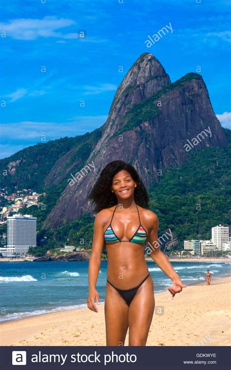 Rio de janeiro, city and port, capital of the state of rio de janeiro, brazil. Carioca girl on Ipanema beach in Rio de Janeiro Stock ...