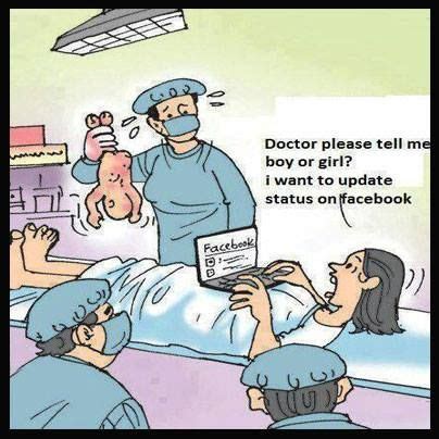Facebook is like jail, you sit around and waste time, you write on walls and you get poked by people you dont know. Updating Facebook status | Funny cartoons, Funny images ...