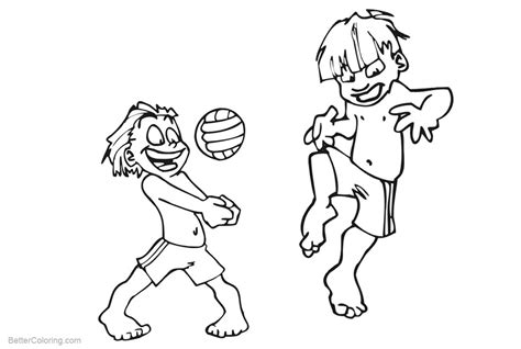 When a child colors, it improves fine motor skills, increases concentration, and sparks creativity. Two Boys Playing Beach Ball Coloring Pages - Free ...