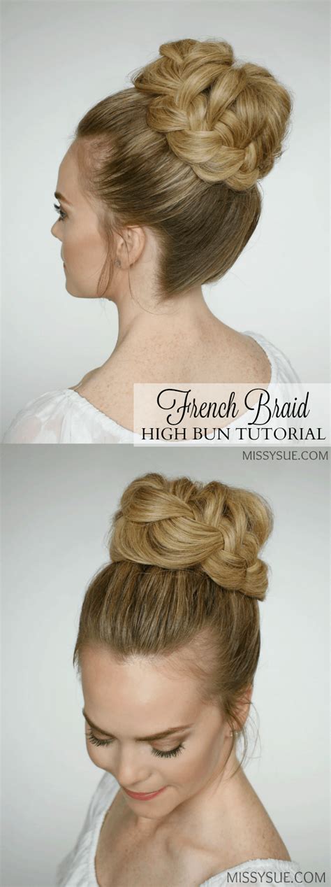 Secure the braid by tucking the end under the bun and using a bobby pin to keep in place. French Braid High Bun | High bun hairstyles, Hair bun ...