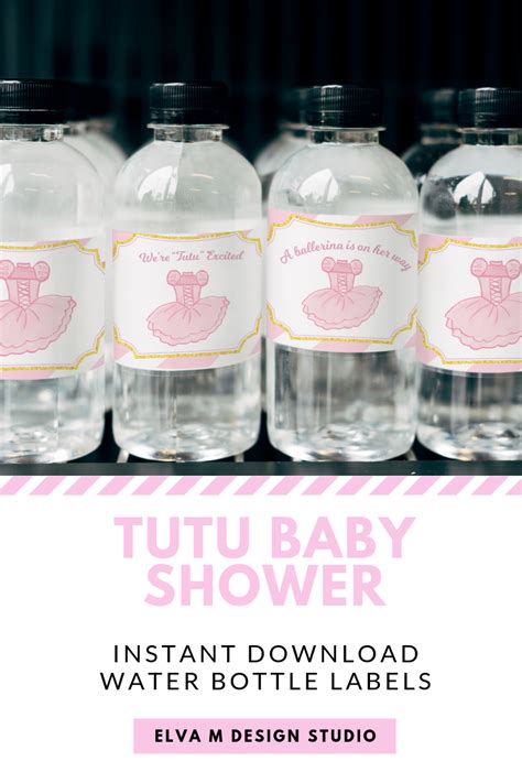 Create custom water bottle labels. Tutu Baby Shower Water Bottle Labels/Wraps- DIY Water ...