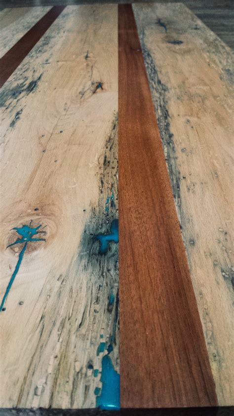 Dining table top ,reclaimed wood dining table top ,solid wood. Maple worm wood, Mahogany coffee table. Damaged areas ...