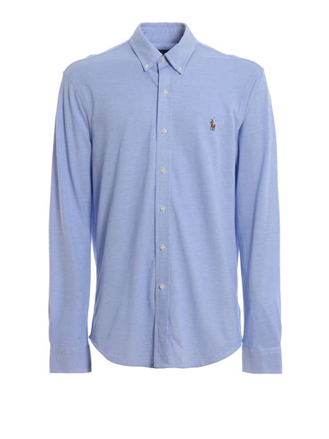 Crafted from breathable cotton piqué, this version of polo's iconic knit oxford shirt is accented with our multicoloured embroidered pony on the chest. Polo Ralph Lauren - Oxford knit cotton piquet b/d shirt ...