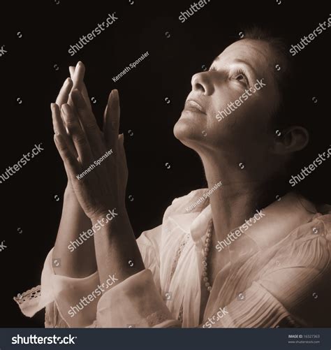 A place for women to be refreshed. Woman With Hands Folded In Prayer, Looking Up To A ...