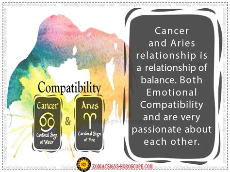So, they will sometimes have to work through a few obstacles to try and get along. Cancer and Aries Compatibility: Love, Life, Trust and Sex ...