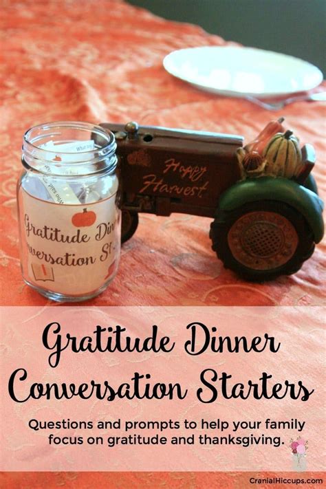 But you needn't invite a serial killer to your next dinner party to ensure that it's a success. Dinner Conversation Starters: Gratitude Edition | Dinner ...