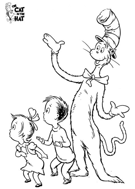 Cat in the hat coloring page. Cat in the Hat Coloring Pages Printable - Get Coloring Pages