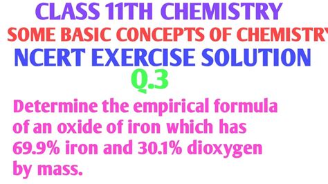 Given, if percentage are given then we are taking total mass is 100 grams. Determine the empirical formula of an oxide of iron which ...