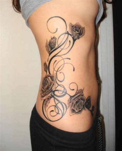 The history of rose tattoos. Unique Rib Tribal Rose Tattoo For Women Pictures : Fashion ...