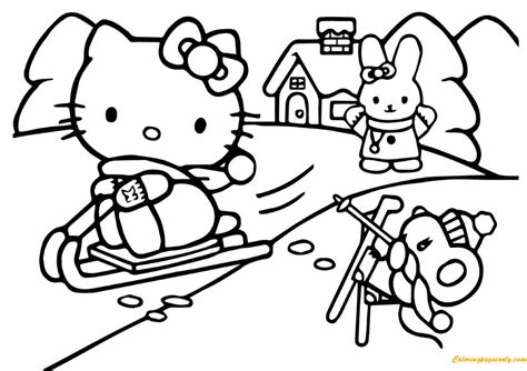 Animation girls toddlers and preschoolers tv. Hello Kitty Enjoying Snow Skating With Her Friends ...