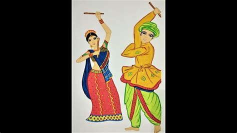 Happy navratri celebration background with grunge. Easy Navratri special Dandiya dance scenery drawing ...