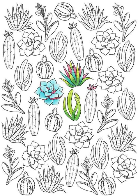 Cactus coloring pages mini page cute png image 820 363 free to print mosaic. Pin on adult coloring page