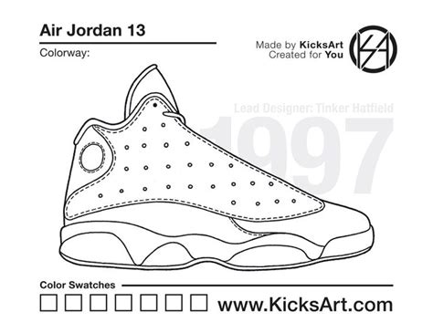 Jordan 11 coloring page | educative printable. Air Jordan 13 - KicksArt | Air jordans, Sneakers drawing ...