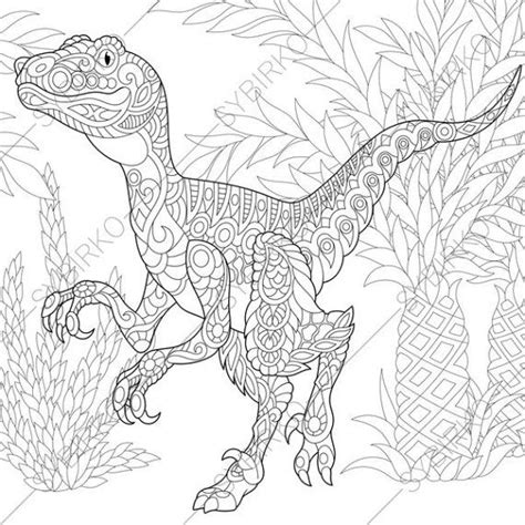 We also have mindfulness adult coloring pages of dinosaurs which are very intricate and can help to focus or still the mind after a long and stressful day. Velociraptor Dinosaur. Raptor. Dino Coloring Pages. Animal ...