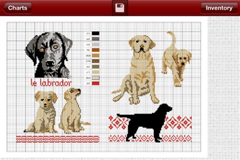 Approx size 8 x 8 (20cm x 20cm) if stitched onto 14 count aida. Cross stitch - Dogs App for iPad - iPhone - Lifestyle