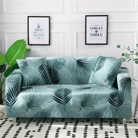 What kind of furniture is in mint green? Mint Green Palm Leaf Pattern Sofa Couch Cover | Couch ...