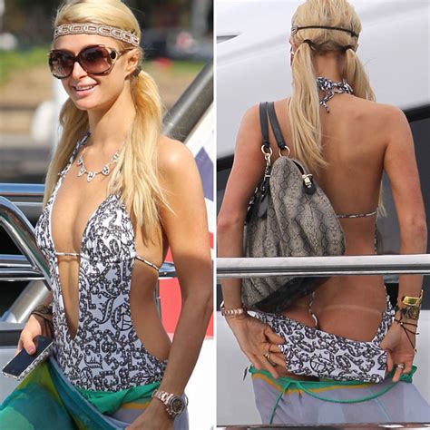 Paris hilton are un contract de sponsorizare cu rich prosecco, o marca de bautura usoara. Paris Hilton: Popo-Blitzer im Mini-Monokini | Fashion ...