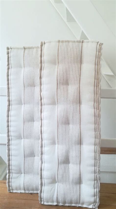 It sports the metal and wood structure and is easy to even make and assemble yourself. Tufted Linen Bench Cushion Custom Floor pillow Stripe ...