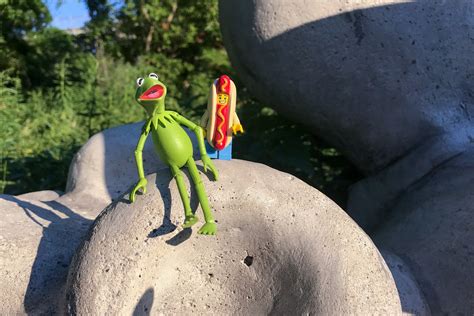 Small man hanging png kermit. Kermit and Mr. Hot Dog Lego Guy Wander Canada - Nick ...