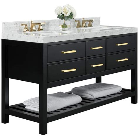 Here, you can find stylish double bathroom vanities that cost less than you thought this traditionally styled, yet fashionably designed 60 double bathroom vanity set can add distinction and grace to your home or office bathroom. Elizabeth 60"W Onyx Black White Marble Double Sink Vanity ...