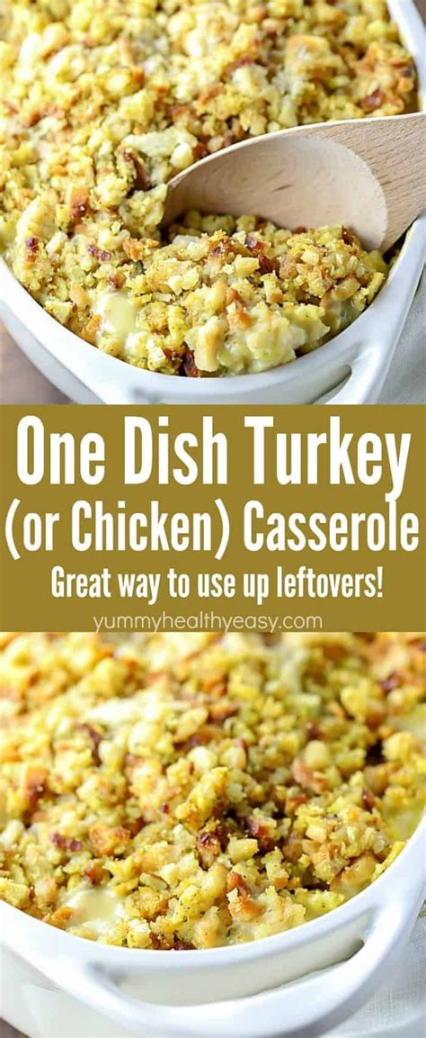 This is the best way to use up more thanksgiving recipes. Easy One Dish Turkey (or Chicken!) Casserole - Yummy Recipes