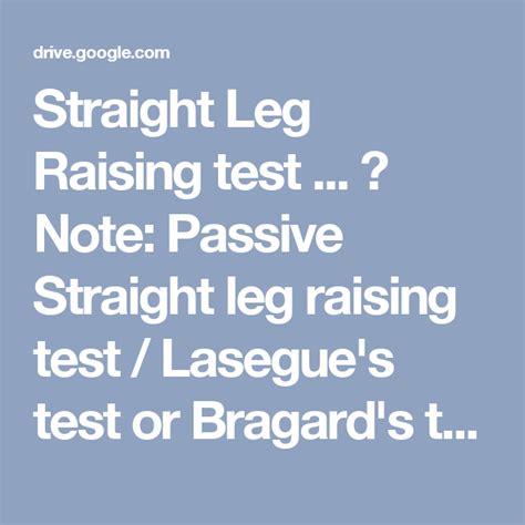 Der zugehörige test wurde erstmals vom serbischen arzt. Bragard Test - Epreuves - Bragard'stest,lasegue'stest, lewin'sstandingtest, straight leg raising ...