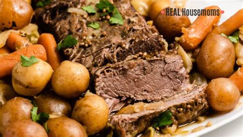 Thinly slice corned beef against the grain and serve with potatoes, carrots and cabbage, garnished with mustard and parsley, if desired. Instant Pot Corned Beef and Cabbage ⋆ Real Housemoms