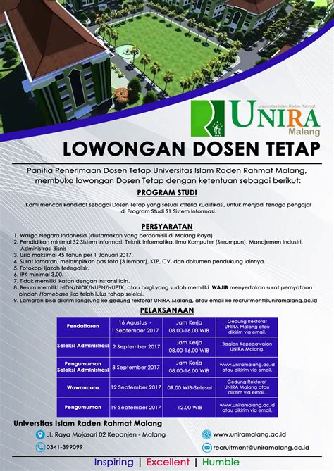 Admin jakarta, lembaga negara, pengalaman. Lowongan Dosen Universitas Islam Raden Rahmad (Unira) Malang 2017 Terbaru | Harian Guru