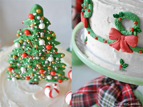 This cake is so delicious and with some crushed peppermint candies and mini red ornaments, it's a breeze to decorate. Curly Girl Kitchen: Christmas Tree and Wreath Cake