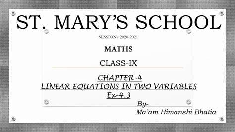 20 pages of addition and subtraction of numbers up to 100 with answers. Class 9th Mathematics||Chapter-4 Linear Equations in two ...