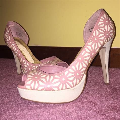 Romantic and light dress by pink memories. pink and white patterned heels | Heels, Lace dress shoes ...