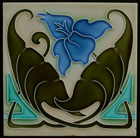 Flow blue art noveau floral pattern tureen. Wessel Bonn - Art Nouveau tile with blue flower - Catawiki ...