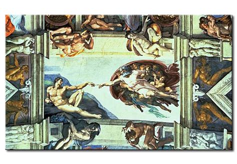 Die erschaffung adams, 1510 von michelangelo buonarroti als kunstdruck kaufen. Wandbild Sixtinische Kapelle Decke: Erschaffung Adams ...